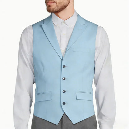 Men's Formal Vest Single Button Lapel Solid Waistcoat for Wedding & Business