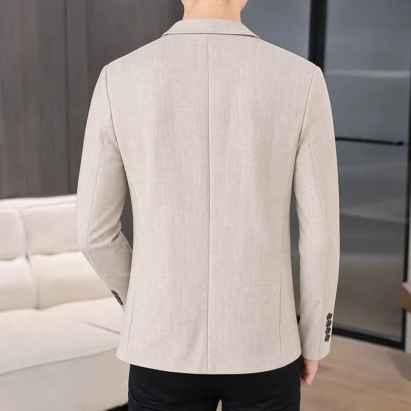 Men's Single-Breasted Blazer Smart Casual Slim Fit Jacket for Men Spring Autumn Blue Khaki Black