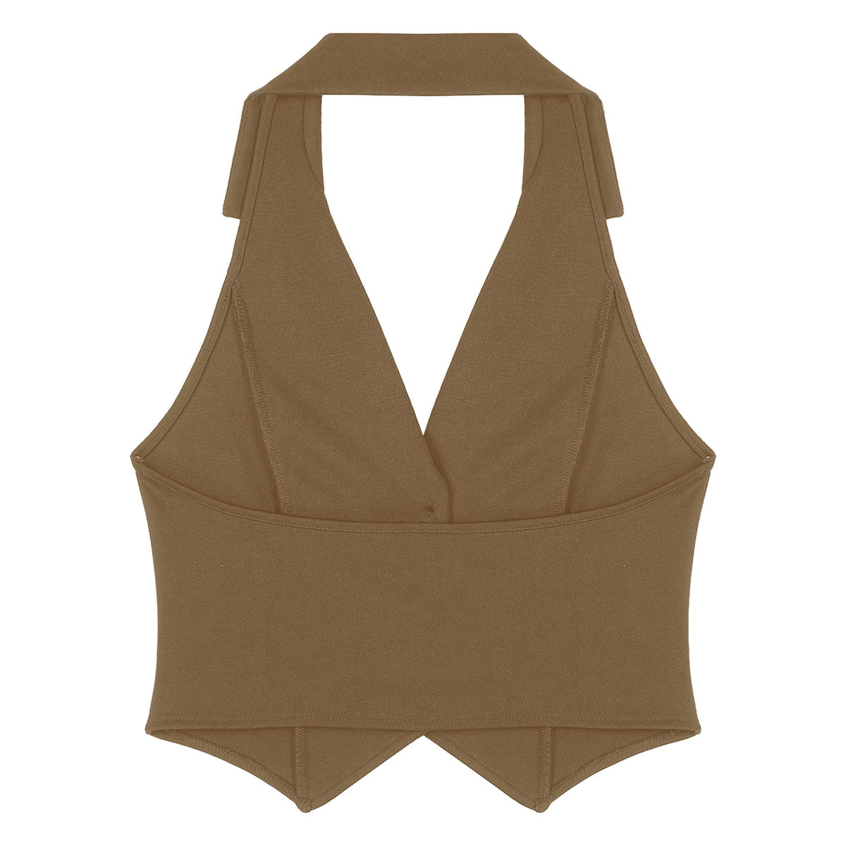 Womens Fashion Vest Shirts Separate Waistcoat Crop Tops Lapel Halter Backless Button Down Pointed Hem Vest for Party Formal Wear