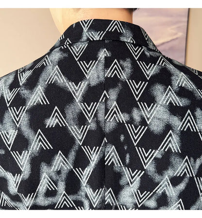 Jacquard Denim Korean Slim Fit Suit Coats 2025 New High Qualitys Fashion Men Slim Fit Business Formal Social Suit Jacket 4XL-M