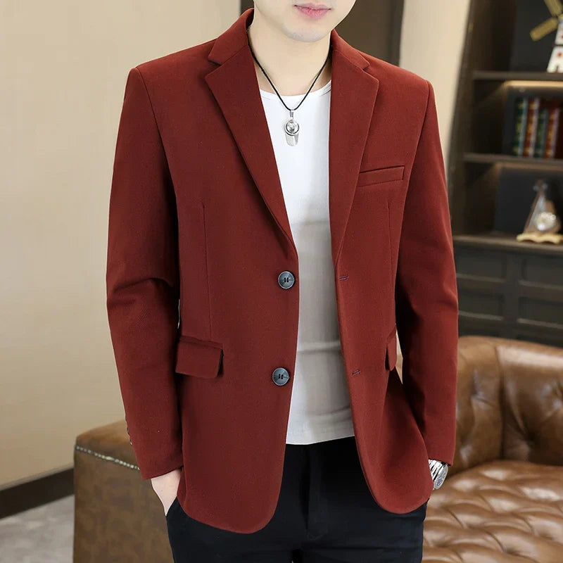 Blazer's New Men's Business Gentleman Korean-style Wedding Fashion Trendy Slimming Versatile High-end Casual Accessory Blazer