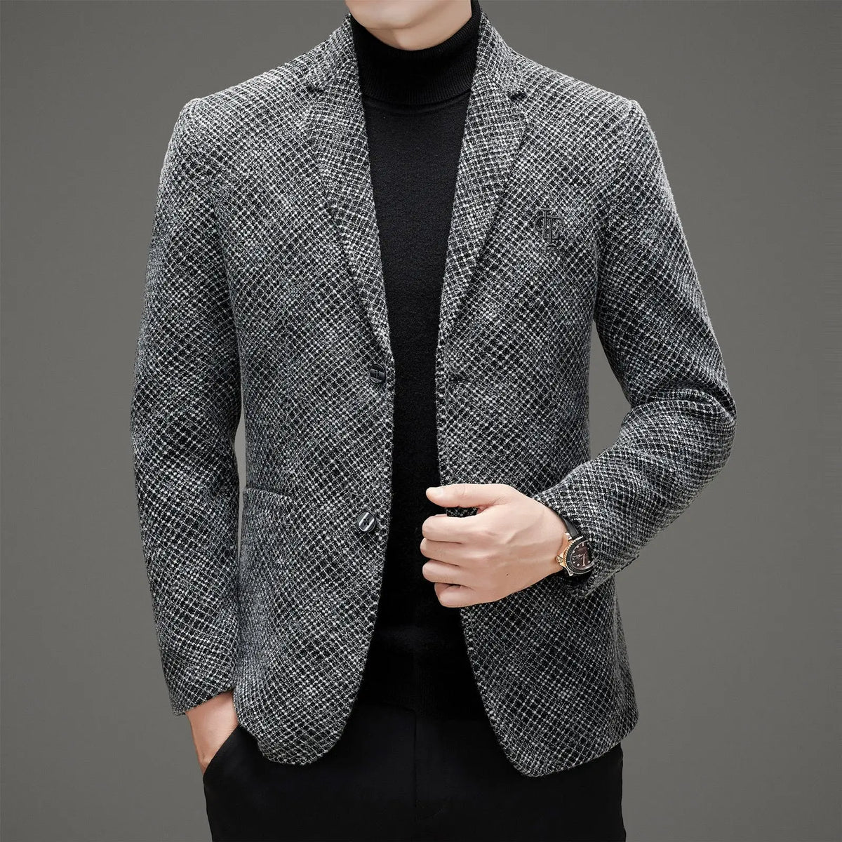 Men's Autumn Winter Thickened Business Casual Blazer Jacket Middle Aged Warm Outerwear
