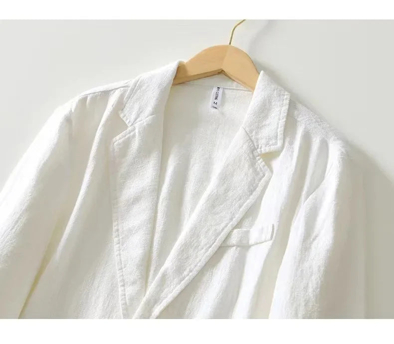 Cotton and Linen Blazer Men's Fashionable Business Casual Outdoor Versatile Travel Lightweight Loose-fitting Retro Style Blazer
