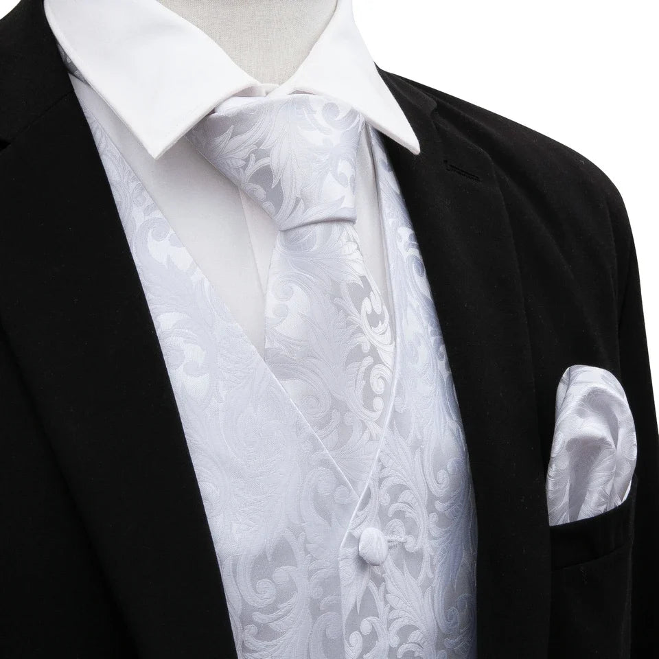 Men's Vest Paisley V-Neck Single Breasted Formal Waistcoat for Wedding Business Party