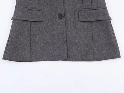 Woman Spring Fashion Casual Coats Solid Turn-Down Collar Long Sleeves Pockets Single Breasted Female Street Style Blazers