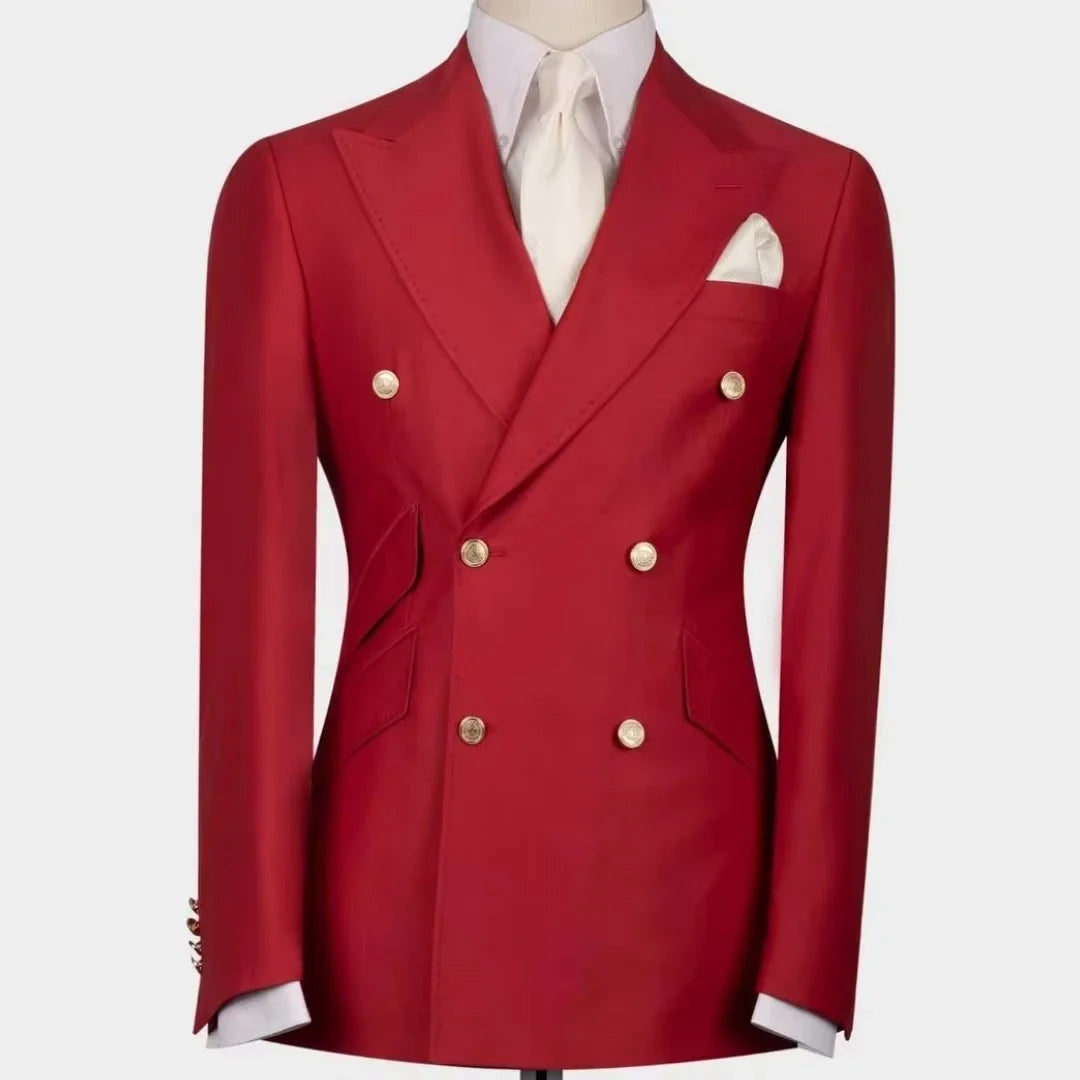 Formal Wedding Men Suit Jacket Slim Fit Peak Lapel Double Breasted Blazer Business One Coat Work Office Jacket for Party Prom