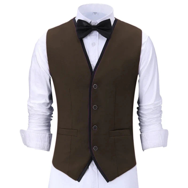 Men's Formal Vest Single Button Waistcoat for Weddings and Business