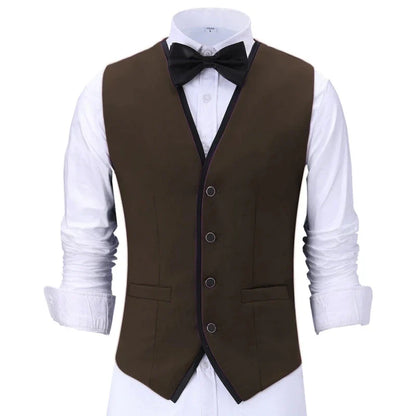 Men's Formal Vest Single Button Waistcoat for Weddings and Business