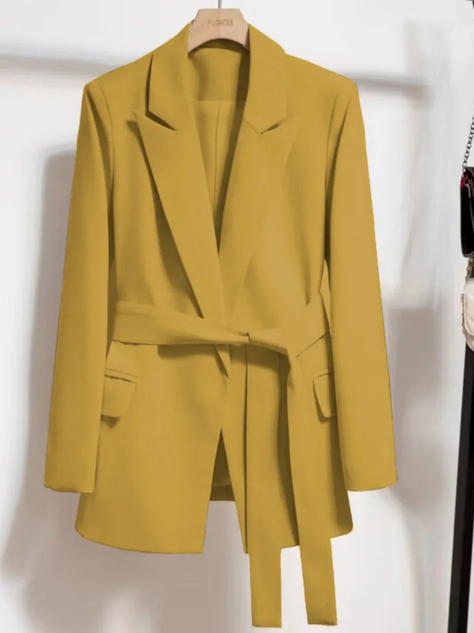 Women's Long Sleeved Lace-Up Blazer Loose Casual Top Korean Fashion Office Blazer Spring Autumn New