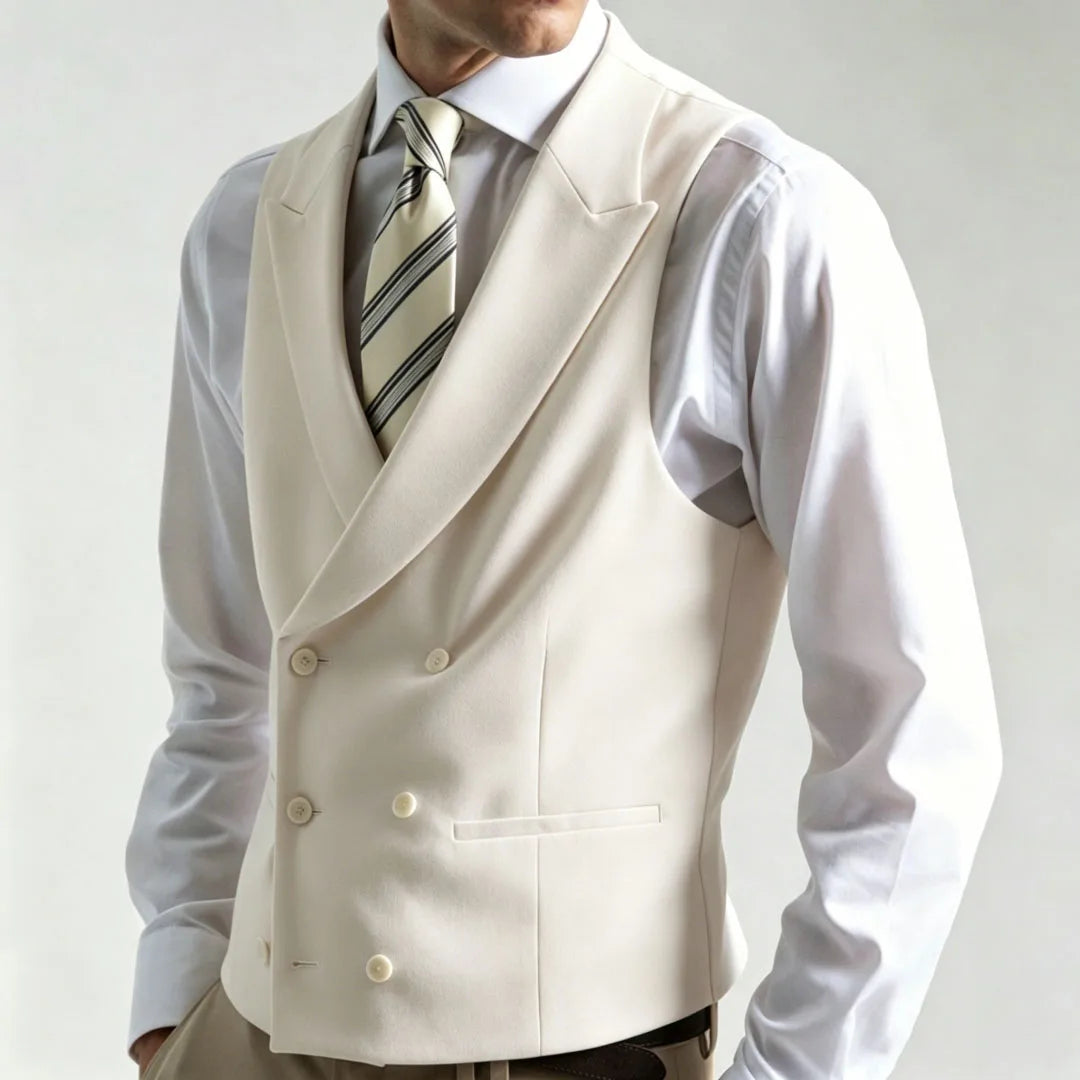 Men's Double Breasted Formal Vest – Tailored Waistcoat for Weddings & Business