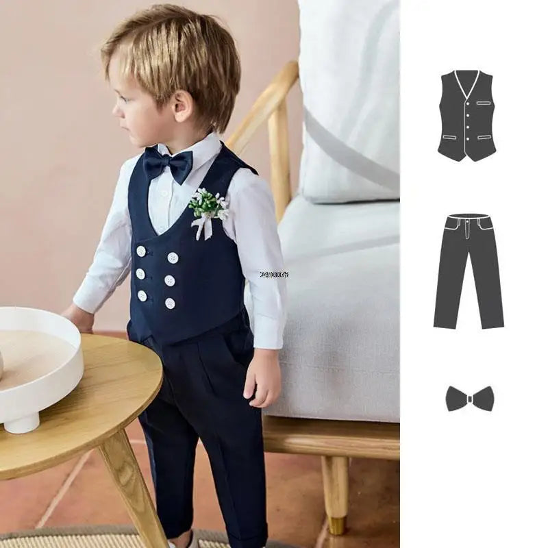 Boys Formal Suit Set – Vest, Pants & Bowtie for Kids