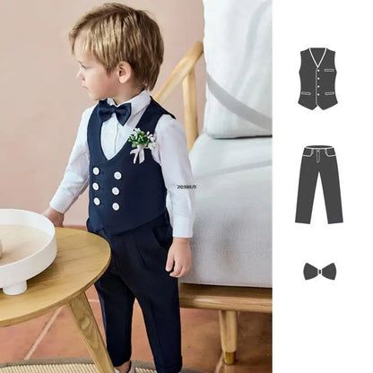Boys Formal Suit Set – Vest, Pants & Bowtie for Kids