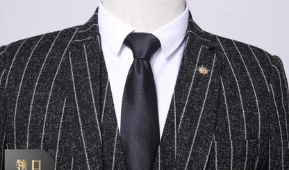 2025 Slim-Fit Three-Piece Suit Vest Trousers Set High-End Boutique British Wedding Party Trend Casual Formal Dress