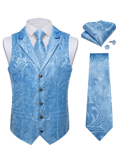 Men's Suit Vest & Tie Set – Paisley Jacquard Waistcoat for Weddings and Formal Occasions