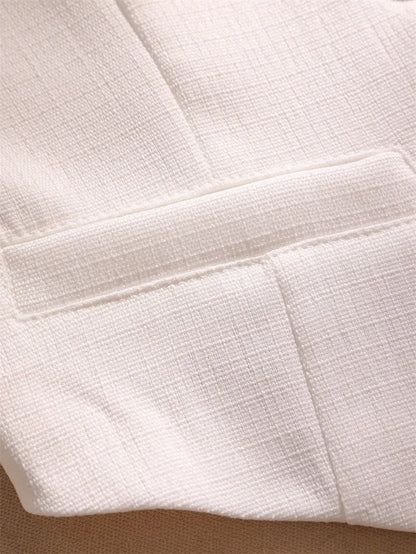 White Suspender Vest For Women Summer New Short Slim Thin Versatile Vest Elegant Beading Cardigan Sleeveless Blazer Waistcoat