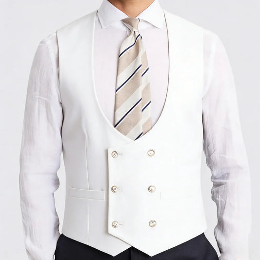 Men's Vest Double-Breasted V-Neck Waistcoat for Wedding & Formal Occasions