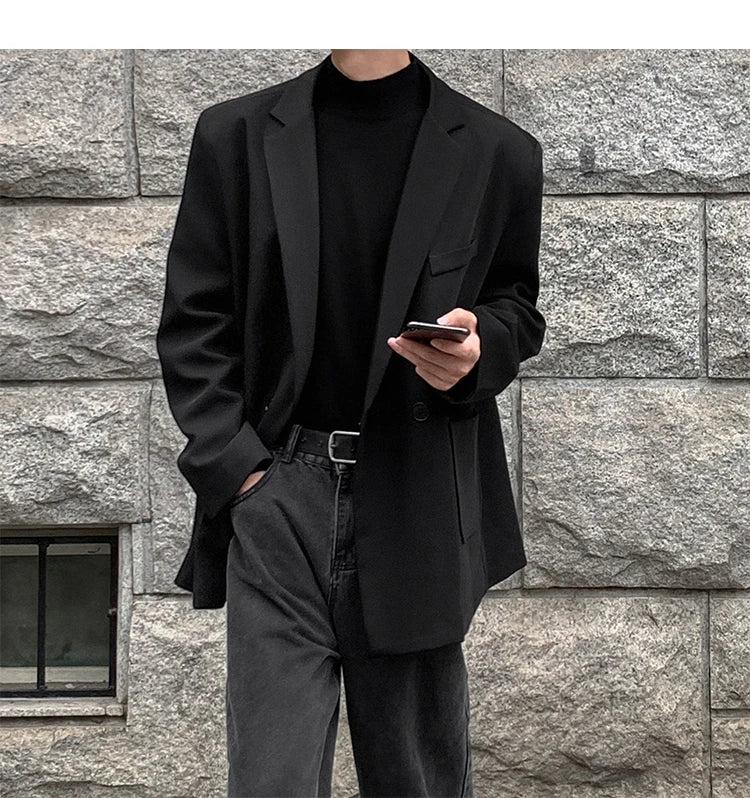Blazers Men Casual Loose Suit Jackets Male Korean Leisure Daily Streetwear All-match Simple Suit-tops  blazer mascullino