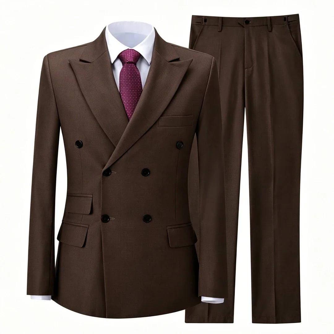Men Suit Gray 2 Pieces Double Button With Lapel Solid For Wedding Birthday Banquet Party Business Work Office Jacket And Pants