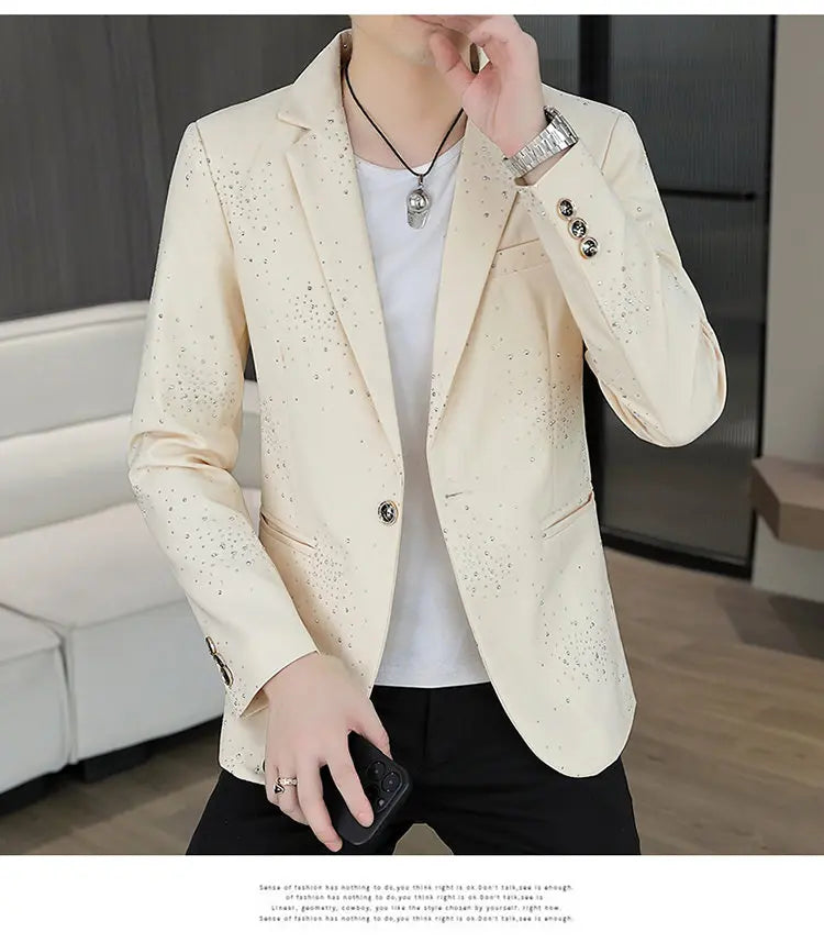 Blazer Men's Sequined High-end Hot Diamond Style Business Outdoor Travel Wedding Youth Slimming Casual High Formal Wear Blazer