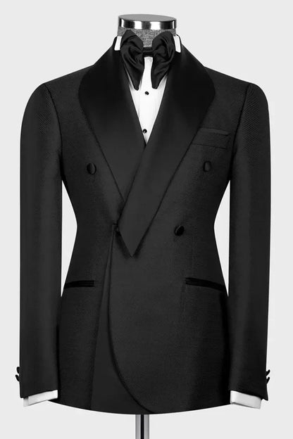 Leisure Men's Suit 2 Pieces Blazer Pants Bow Collar Solid Color Slim Fit Wedding Tuxedos Work Business Formal Customized