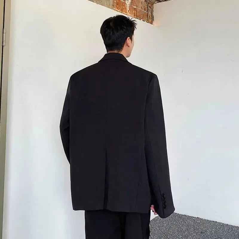 Men's British Dandy Style Blazer, Premium Textured Casual Suit Jacket, Structured Shoulders Light Mature Fashion Coat for Autumn