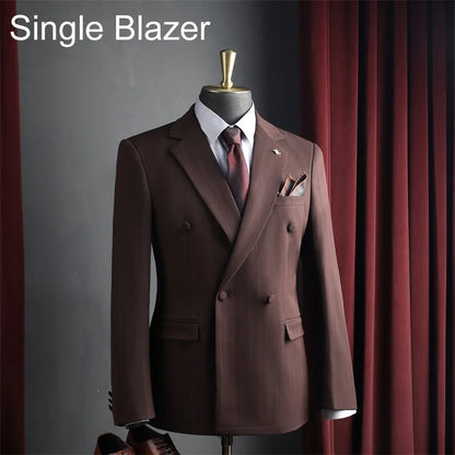 Man Suit Coat Double-breasted Long Sleeve Men Outerwear Slim Simple Solid Long Sleeve Comfortable Wedding Business Male Blazer