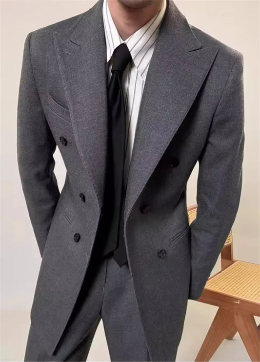 Double Breasted Men's Suit for Office, Wedding & Formal Occasions – Blazer & Pant Set