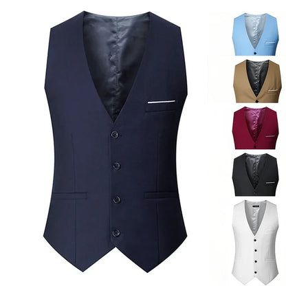 Men's Suit Vest Single Breasted Sleeveless Waistcoat for Weddings and Formal Events