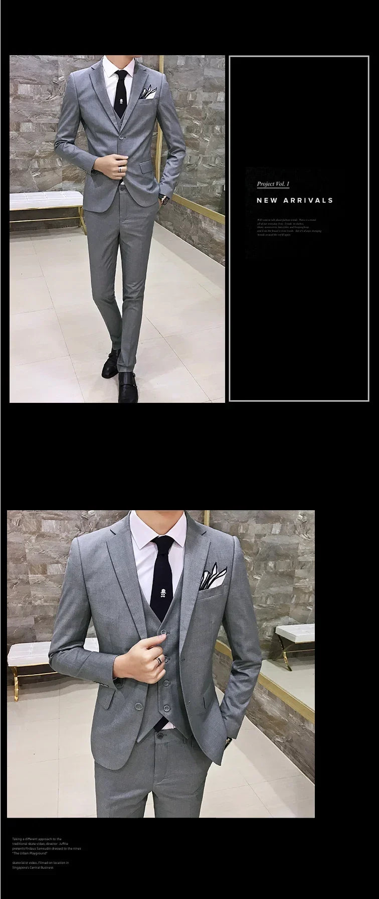 Men's 3-Piece Slim Fit Suit – Business & Wedding Formal Set with Blazer, Vest & Pants