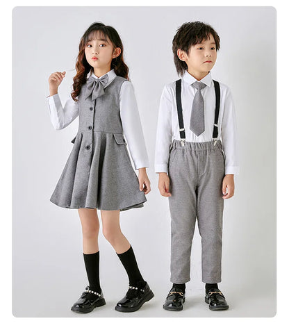 Kids School Uniforms Girls British Japanese Navy Jacket Suit Dress Boys Blazer Formal Outfits Chidren Student Clothes Class Sets