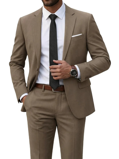 Hot Sale Man Suit Set 2 Pieces Jacket Pants Business Outfit Notched Lapel Casual Men's Regular Fit Tuxedo Wedding Guest Clothes