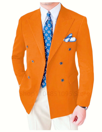 Wedding Men's Tuxedo Jacket Bridegroom Business Groom Wear Formal Party Blazer Double Breasted Peak Lapel XS-6XL One Coat