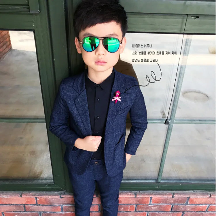 Kids Wedding Ceremony Slim Suit Children Formal Blazers Pants 2Pcs Photography Clothes Good Quality Baby Boys Handsome Suit