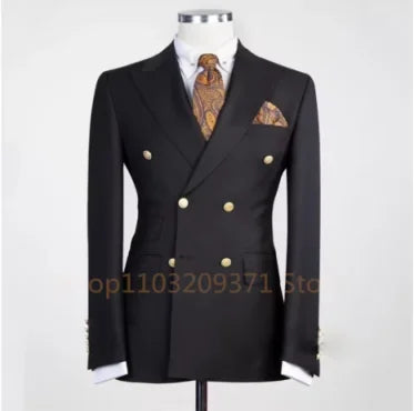Blue Shawl Lapel Double Breasted Suit Jacket for Men Slim Fit Comfortable Wedding Blazer Prom Tops Regular Fit