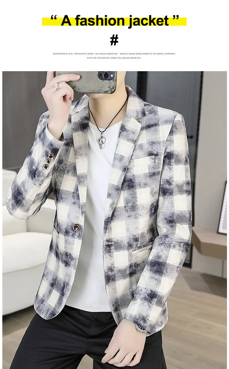 Blazer Men's Fashion Outdoor Travel Gentleman Wedding Slimming Business Versatile Trendy Casual Korean-style Formal Wear Blazer