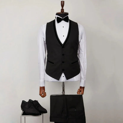 Men Suit 3 Pieces Black Single Button With Lapel For Wedding Banquet Birthday Party Business Work Daily Jacket Vest With Pants