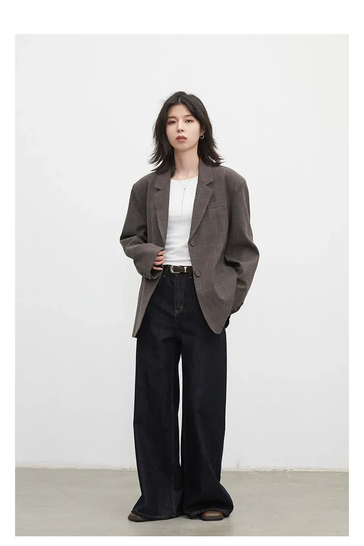 New Women Blazers Single-breasted Loose Casual Retro Striped Office Ladies Suit Jacket Female Coat Spring Autumn 2026