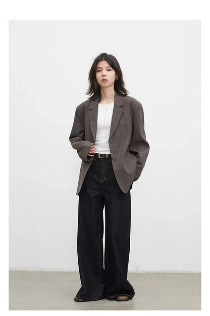 New Women Blazers Single-breasted Loose Casual Retro Striped Office Ladies Suit Jacket Female Coat Spring Autumn 2026