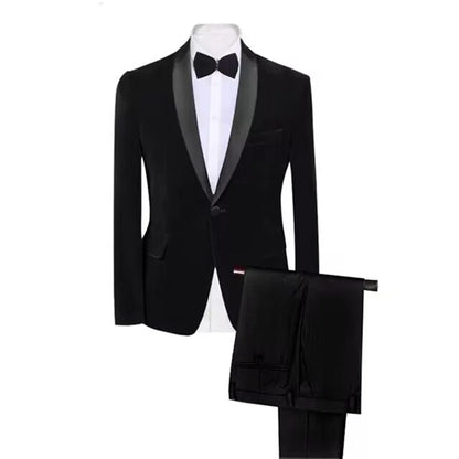 Costume en velours pour homme, coupe ajustée, 2 pièces, revers châle/cranté, pour affaires, mariage, fête, veste et pantalon