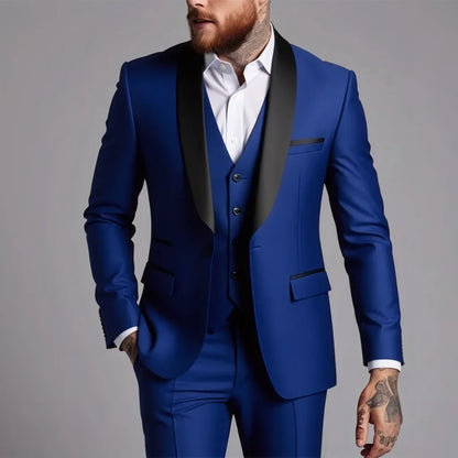 High-quality, fashionable and stylish new business casual suit set for men, men's wedding dress suit set of three pieces