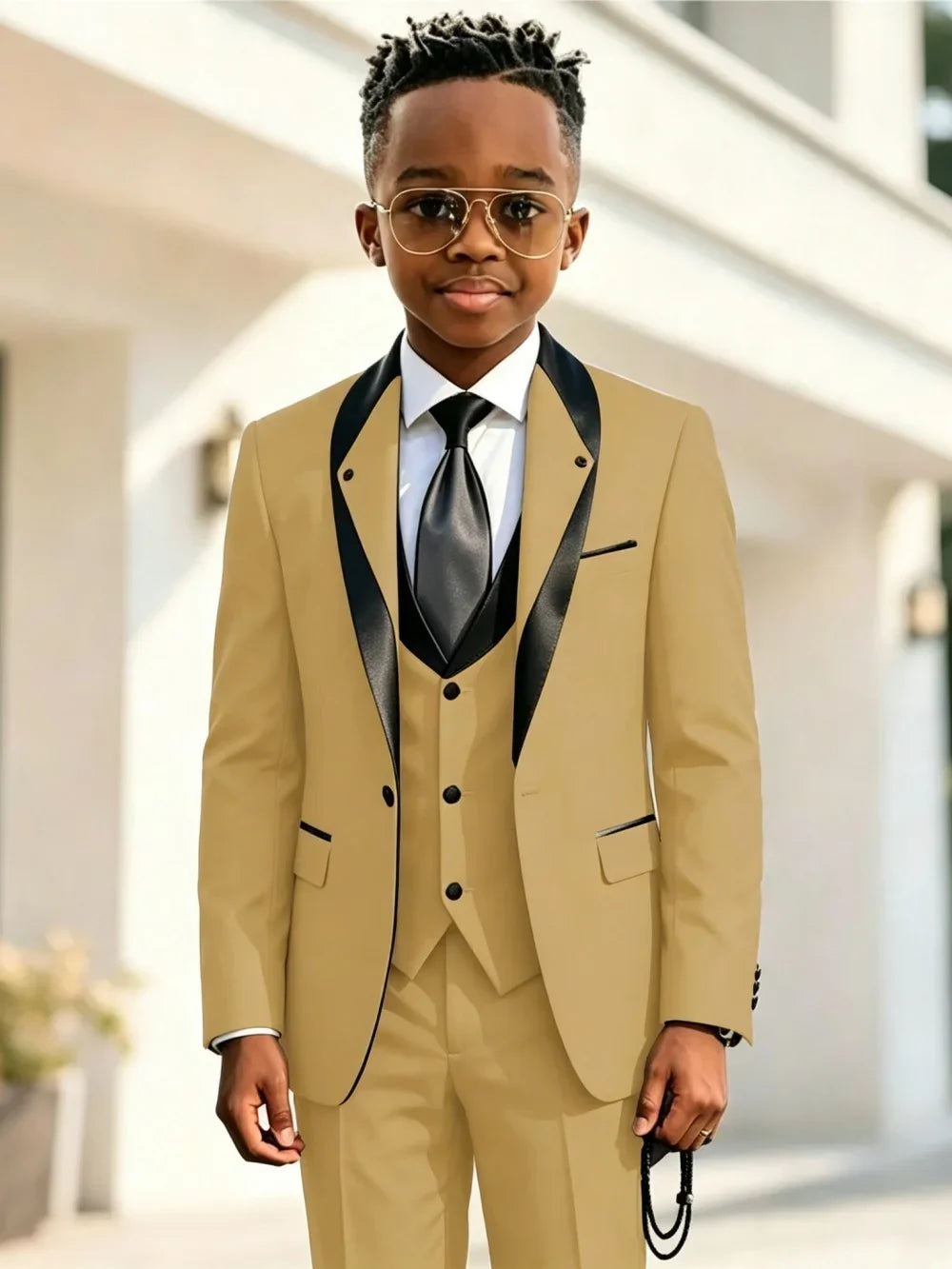 Handsome Boys Slim Fit Suits 3 Pieces Christmas Party Wear High Quality Kids Formal Suit Set Wedding Ring Bearer Outfit 2-20T