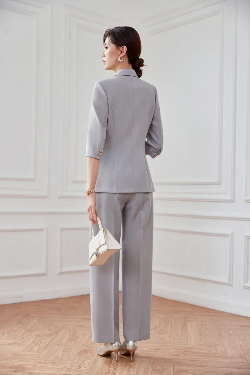 Mid-sleeved fashionable business women's clothing, high-quality two-piece suit jacket + pants, new spring 2026