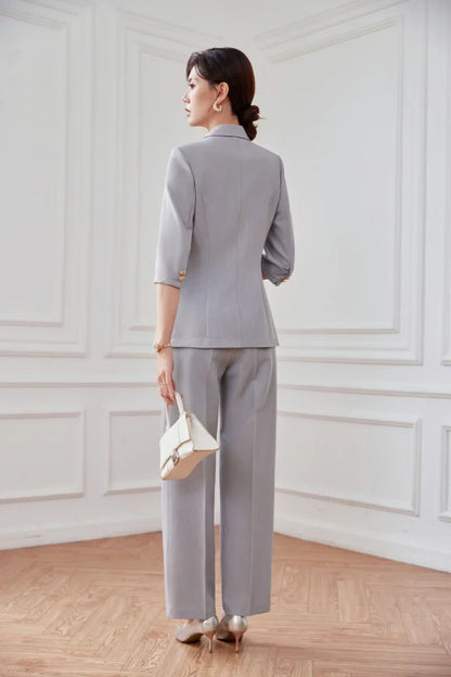 Mid-sleeved fashionable business women's clothing, high-quality two-piece suit jacket + pants, new spring 2026