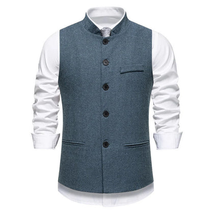 Men's Vest – Herringbone Single-Breasted Waistcoat for Weddings & Business
