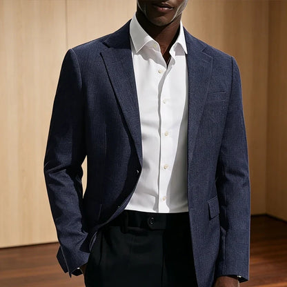 Men's Linen Blazer Slim Fit Notched Lapel 2-Button Sport Coat for Wedding, Business & Daily Wear