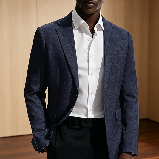 Men's Linen Blazer Slim Fit Notched Lapel 2-Button Sport Coat for Wedding, Business & Daily Wear