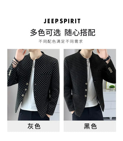 Blazer Fashionable Outdoor Travel Trend Gentleman Youthful Wedding Versatile Host Casual Korean Style Checkered Men's Blazer