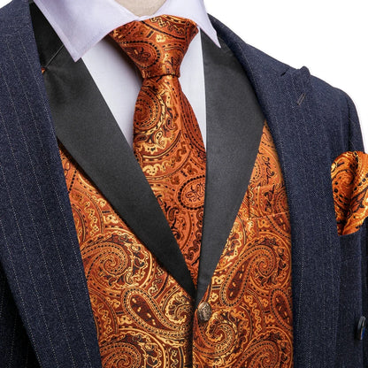 Men's Jacquard Paisley Vest Notched Lapel 3-Piece Set for Weddings & Formal Events – Purple