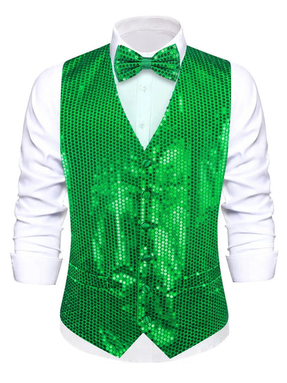 Men's Sequin Vest – Sleeveless Single Breasted Formal Waistcoat for Weddings & Events