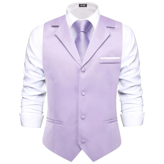 Men's Vest Single Lapel Double Breasted Slim Fit Formal Waistcoat with Accessories